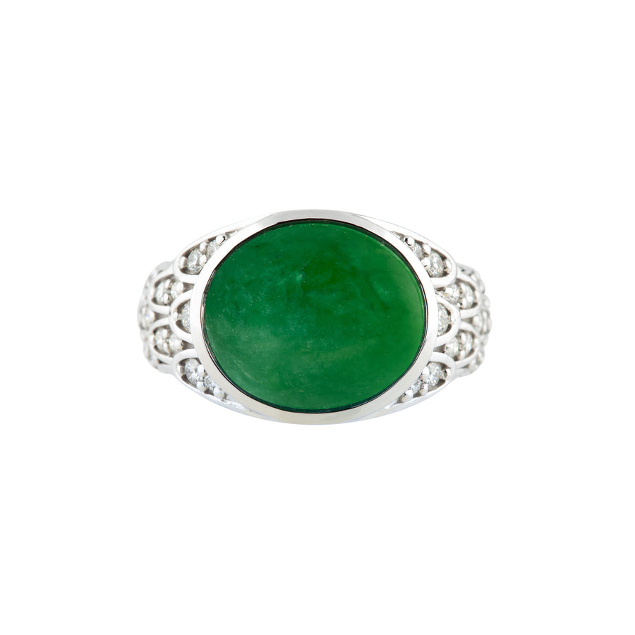 Jadeite jade ring, Japanese Koi fish