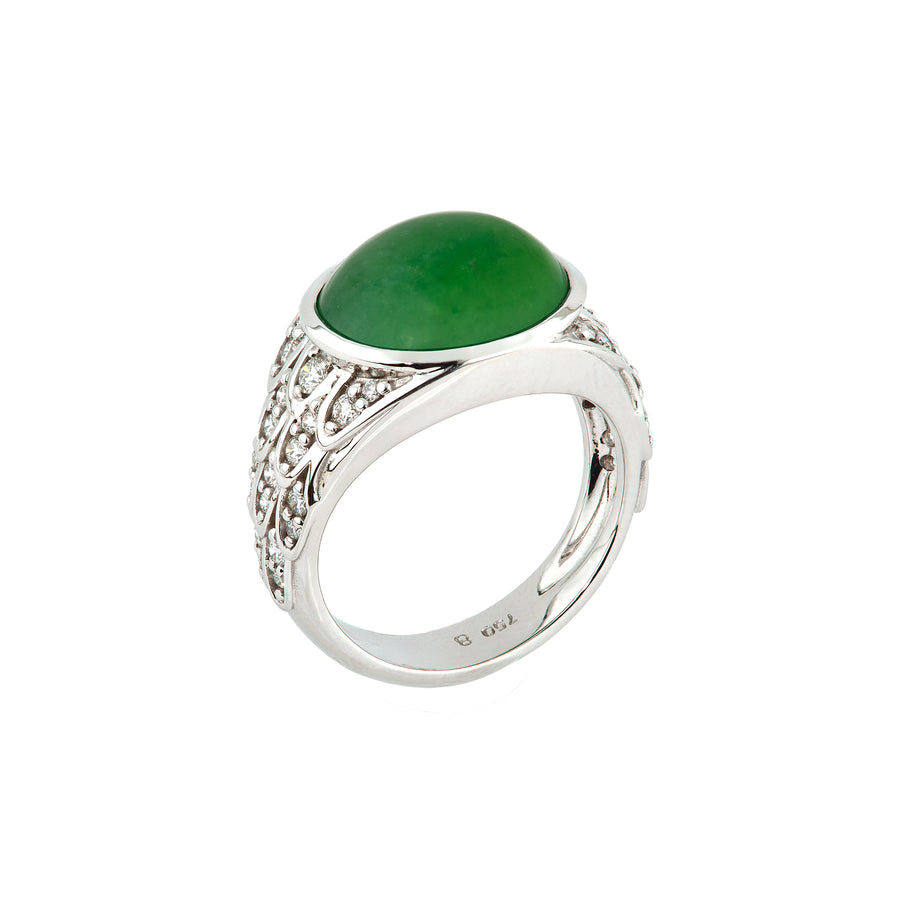 Jadeite jade ring, Japanese Koi fish