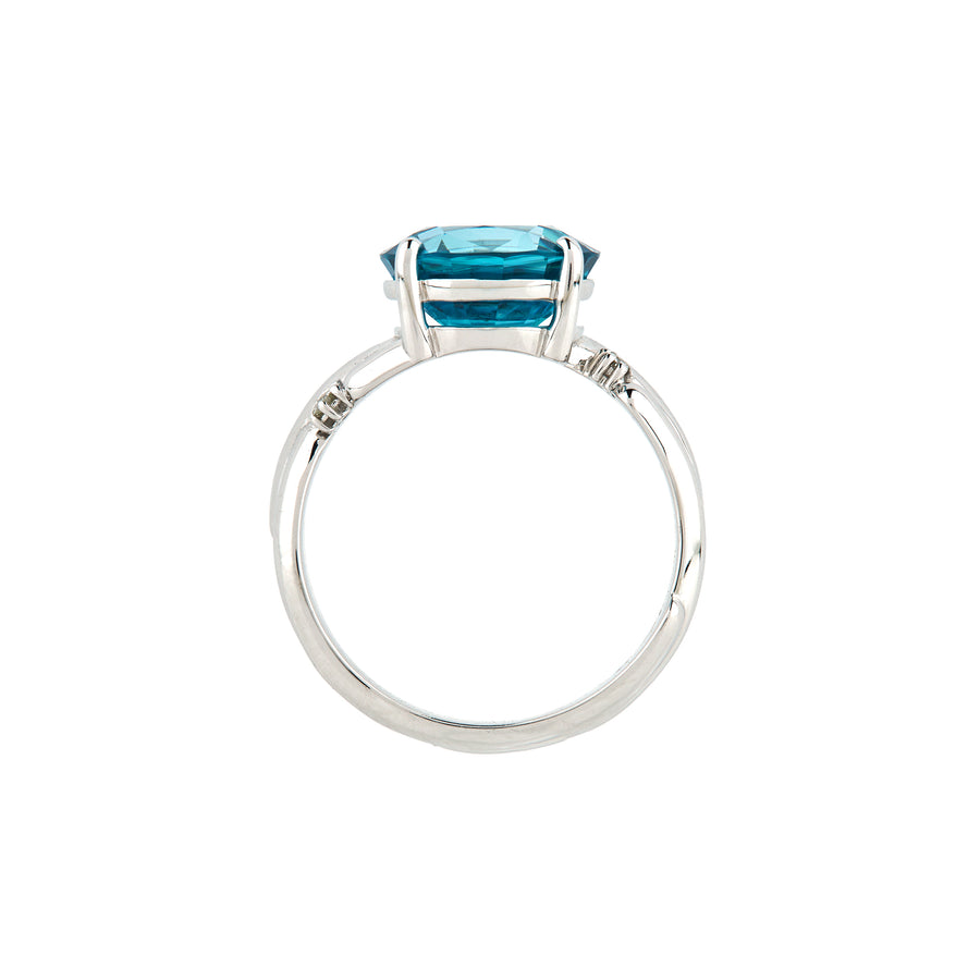 Blue zircon ring, inspired by an olive branch - a symbol of peace.